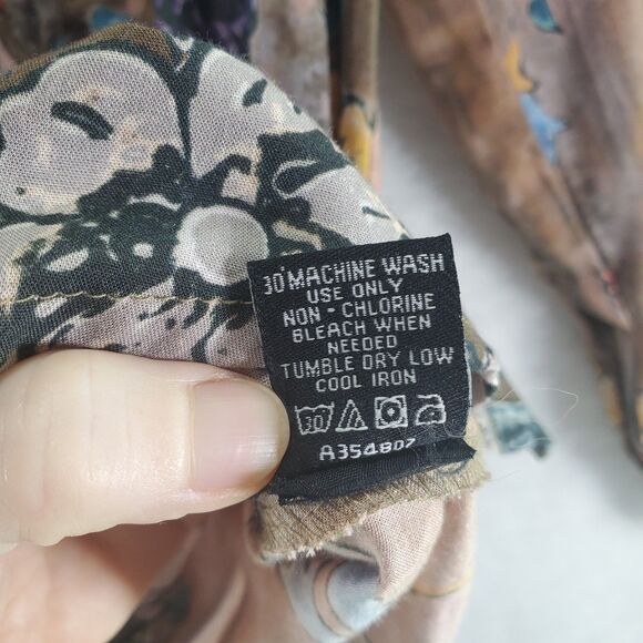 SP Small Petite Tolani Modal Brown Floral Long Tunic Blouse Long Sleeve Henley - Picture 7 of 13